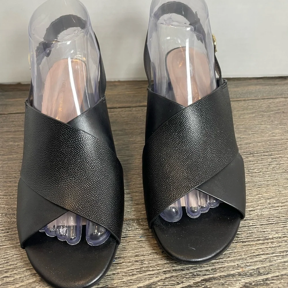 Preston & York Black Wedge Sandals. Leather upper. Size 8M. Like new. Pre-owned